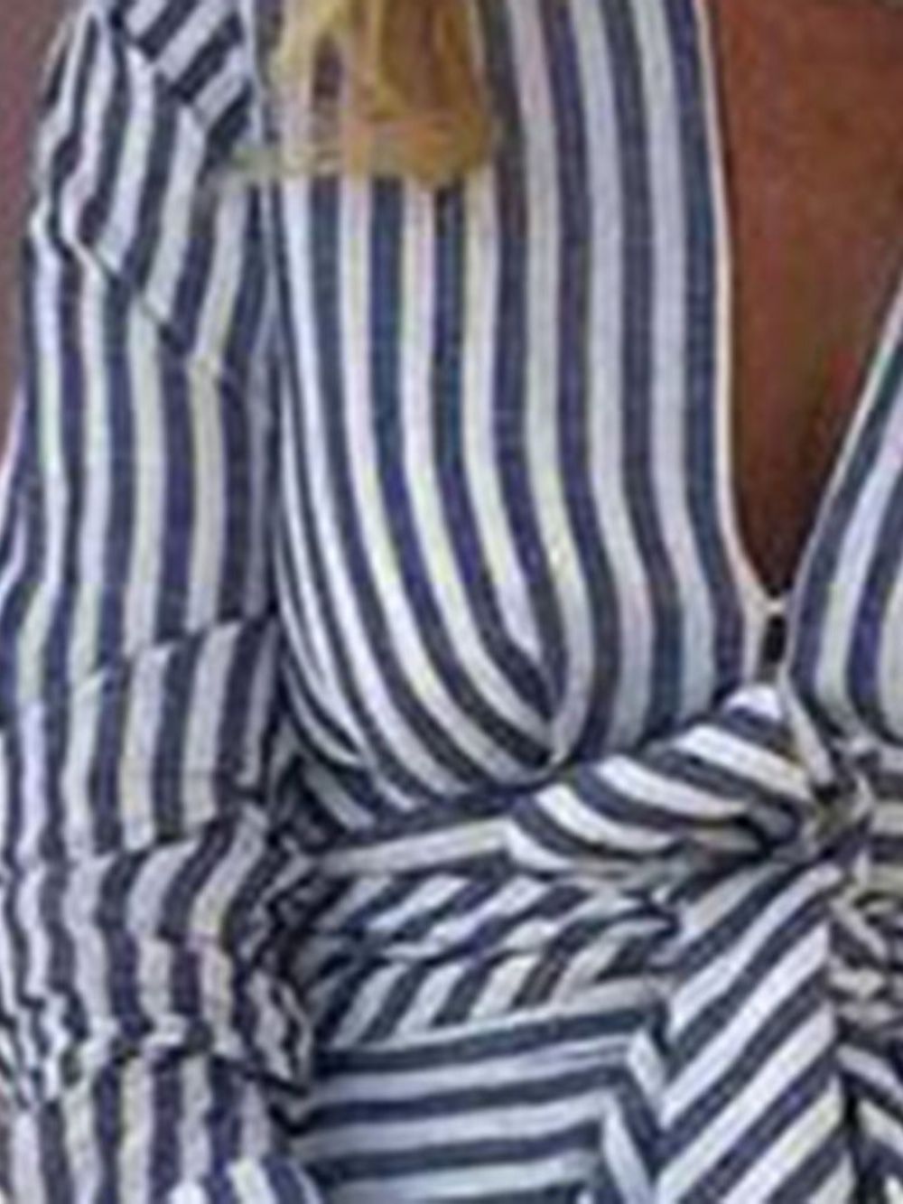 Lange Blouse Met V-Hals En Veters Normale Negen Puntenmouwen
