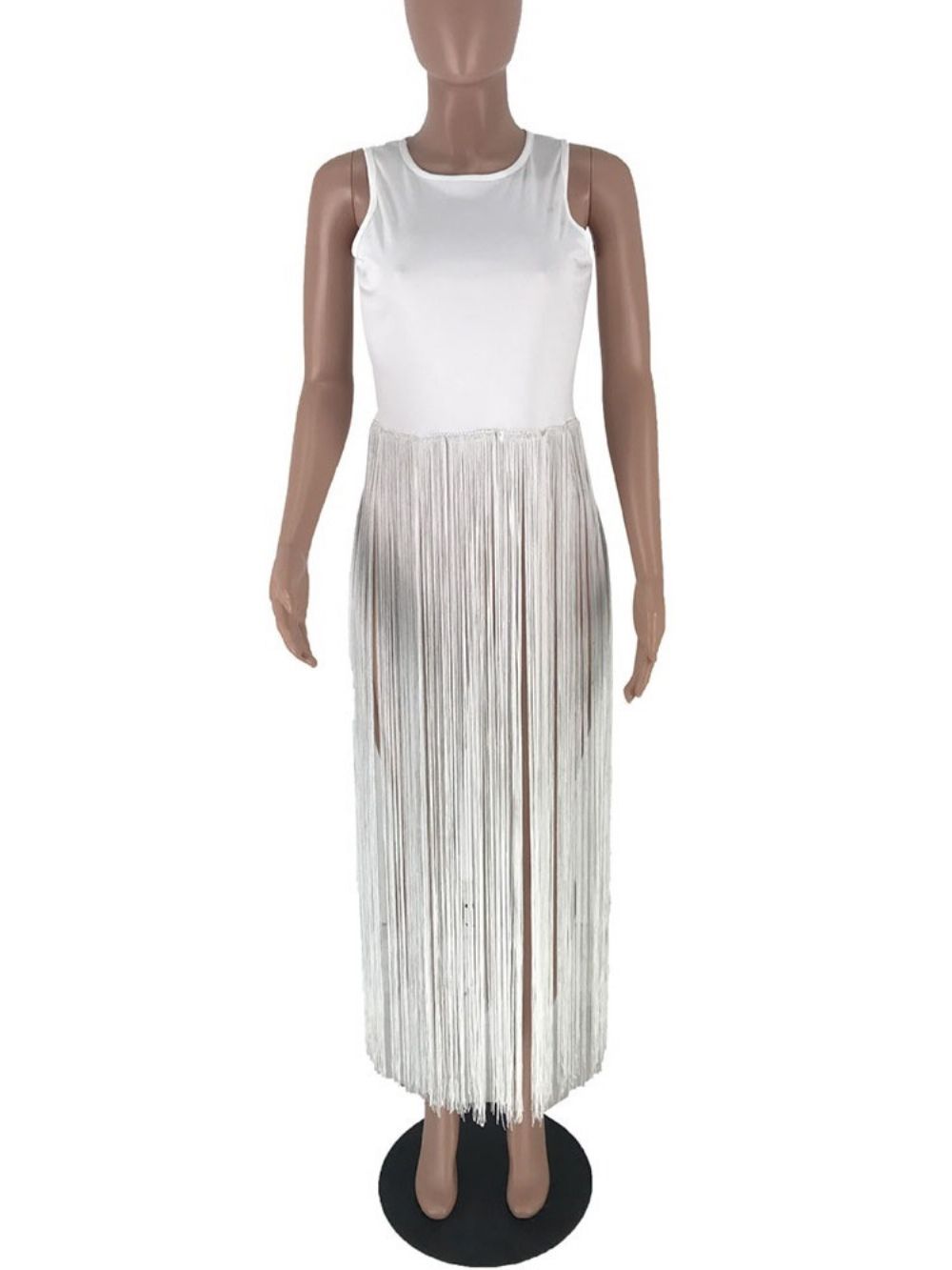 Lange Tanktop Van Polyester Met Kwastjes