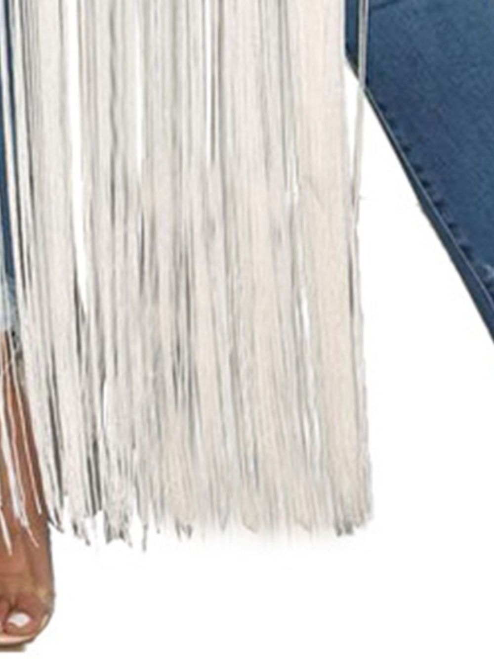 Lange Tanktop Van Polyester Met Kwastjes