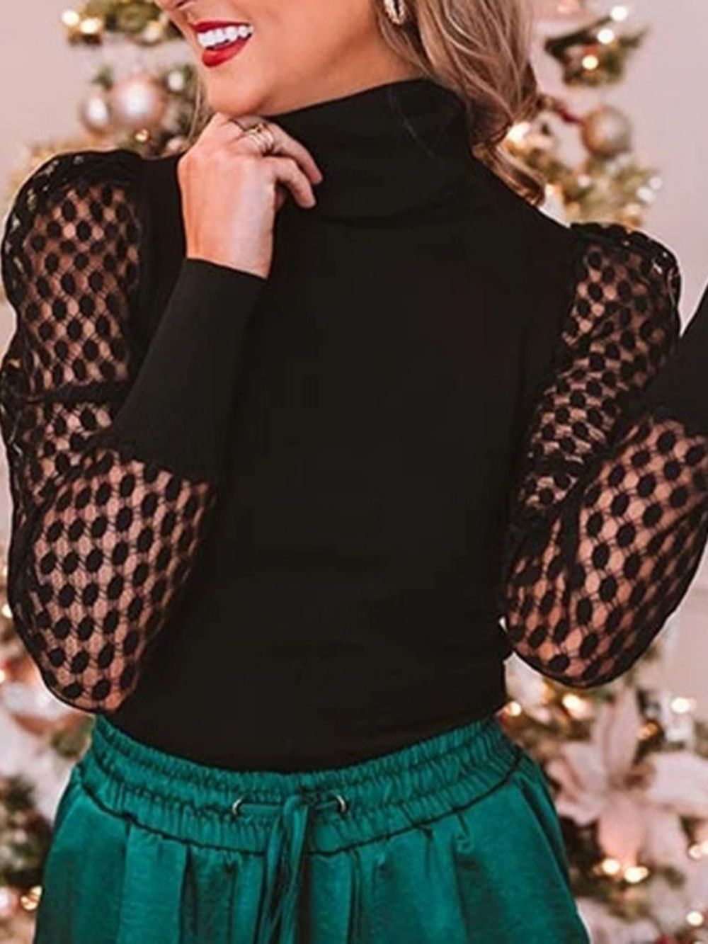 Patchwork Coltrui Effen Standaard Damesblouse Met Lange Mouwen