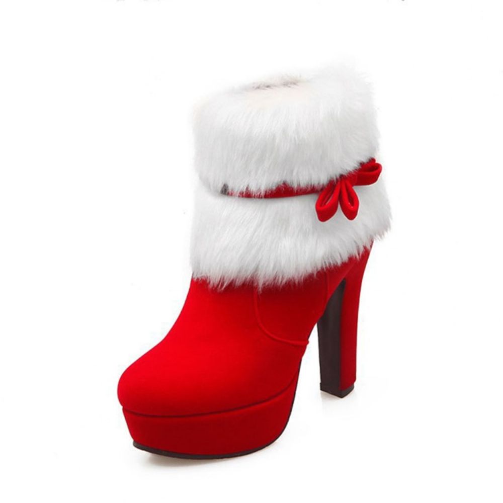 Chunky Heel Pu-Laarzen Met Ronde Neus En Rits Aan De Zijkant