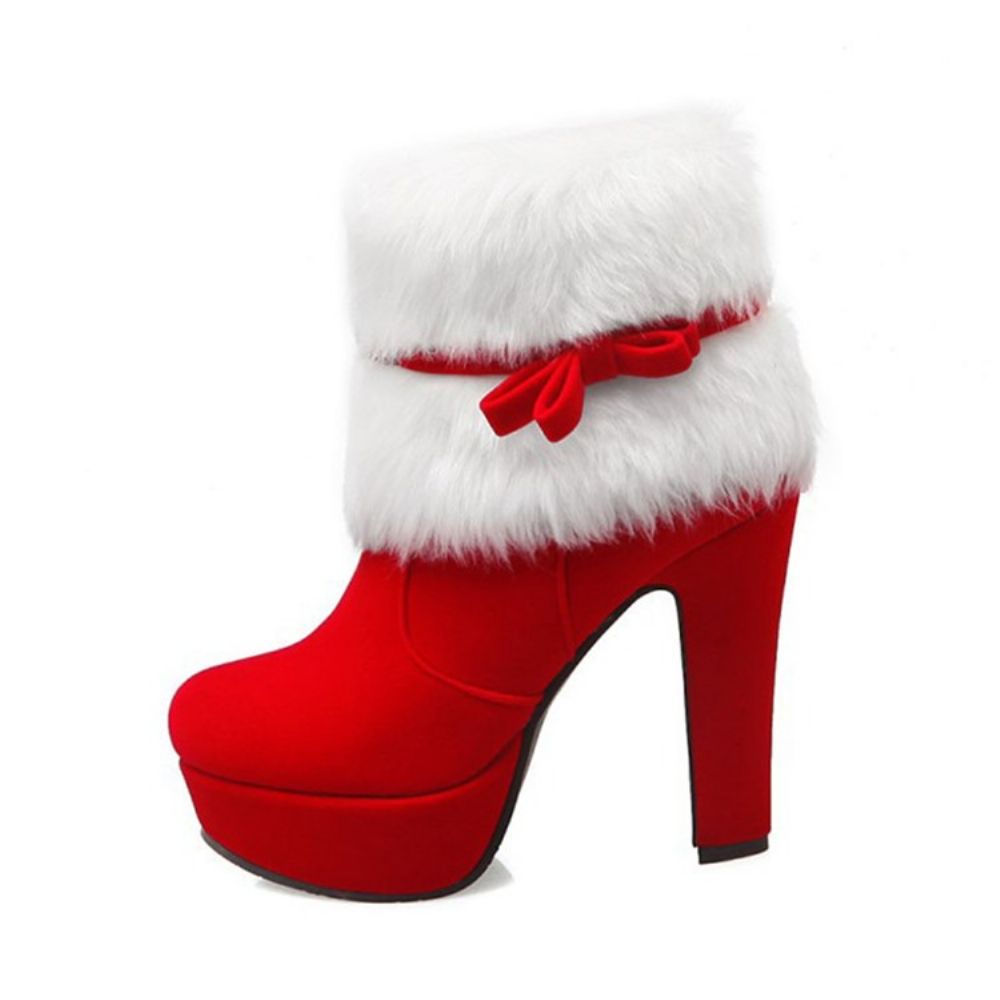 Chunky Heel Pu-Laarzen Met Ronde Neus En Rits Aan De Zijkant