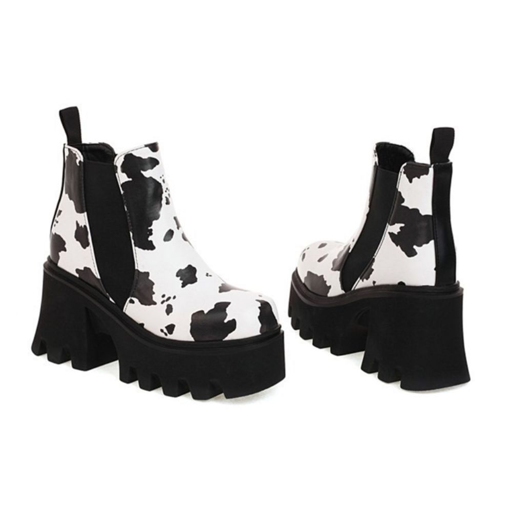 Instappers Chunky Heel Vierkante Neus Plateaulaarzen