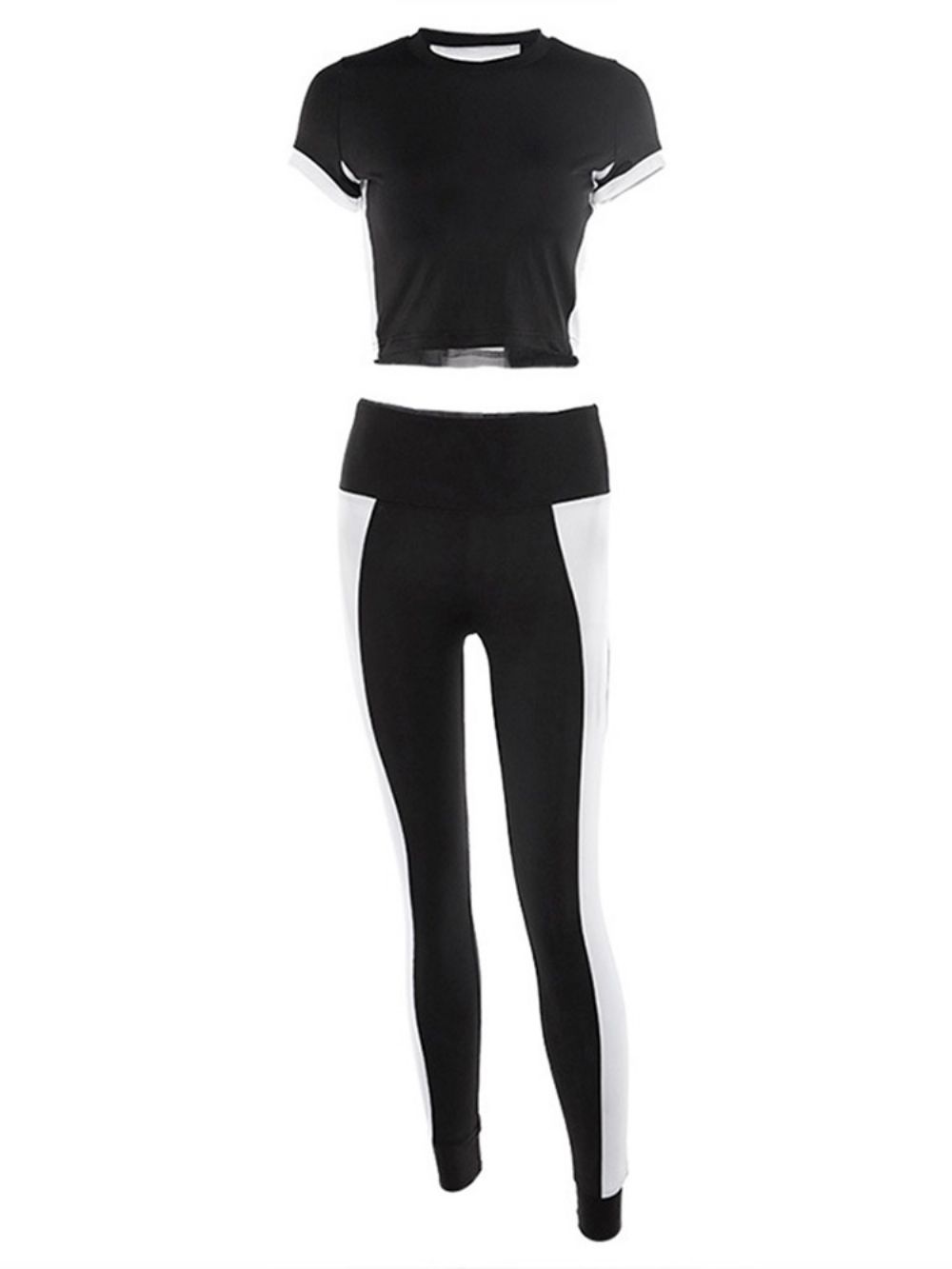 Ademende Yoga-Sportsets Met Kleurblokken En Korte Mouwen Dames