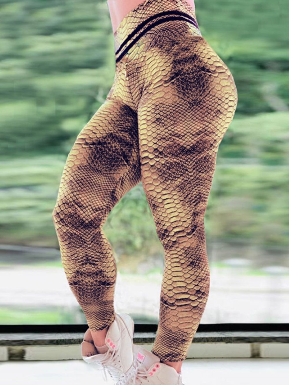 Dames Serpentine Print Gym Sport Legging Met Hoge Taille Yoga Broek Hoge Taille Tiktok Legging