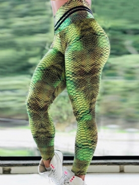Dames Serpentine Print Gym Sport Legging Met Hoge Taille Yoga Broek Hoge Taille Tiktok Legging