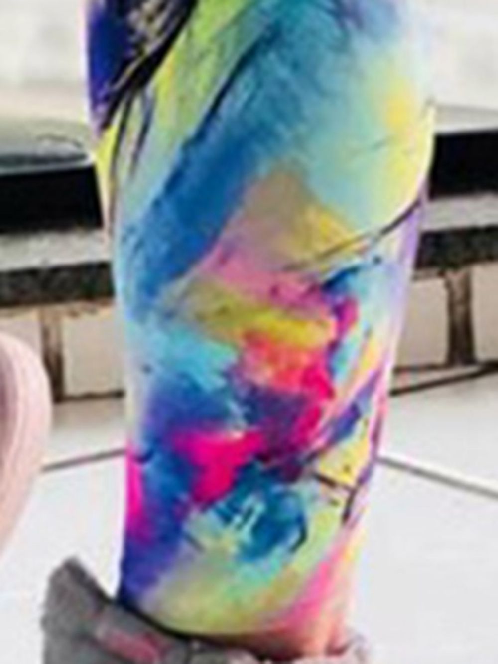 Kleurblok Print Ademende Gym Sport Yoga Leggings Yoga Broek Hoge Taille Tiktok Leggings