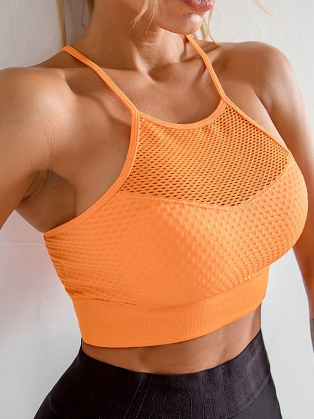 Mesh Solid Nylon Dames Pullover Tops