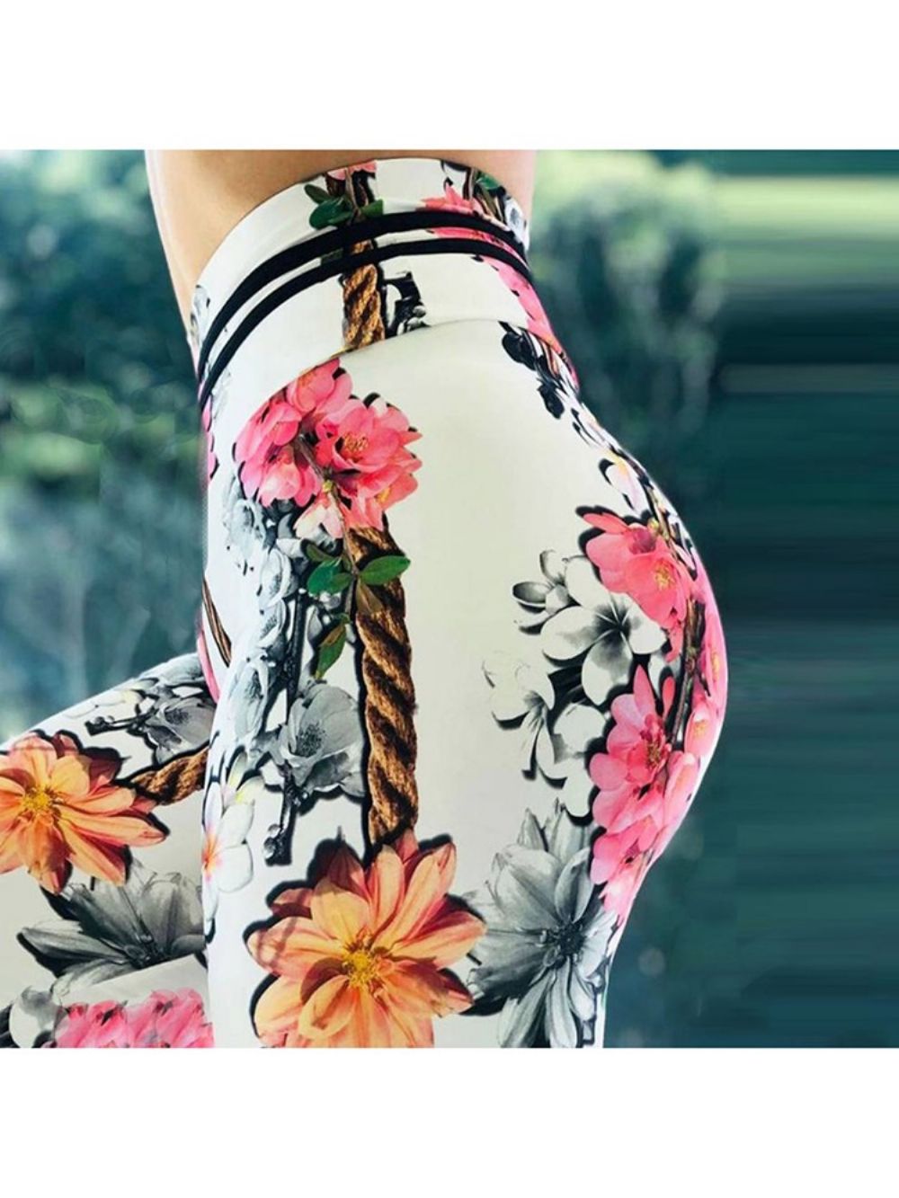 Print Floral Whip Nylon Hoge Taille Dameslegging Yoga Broek Hoge Taille Tiktok Legging