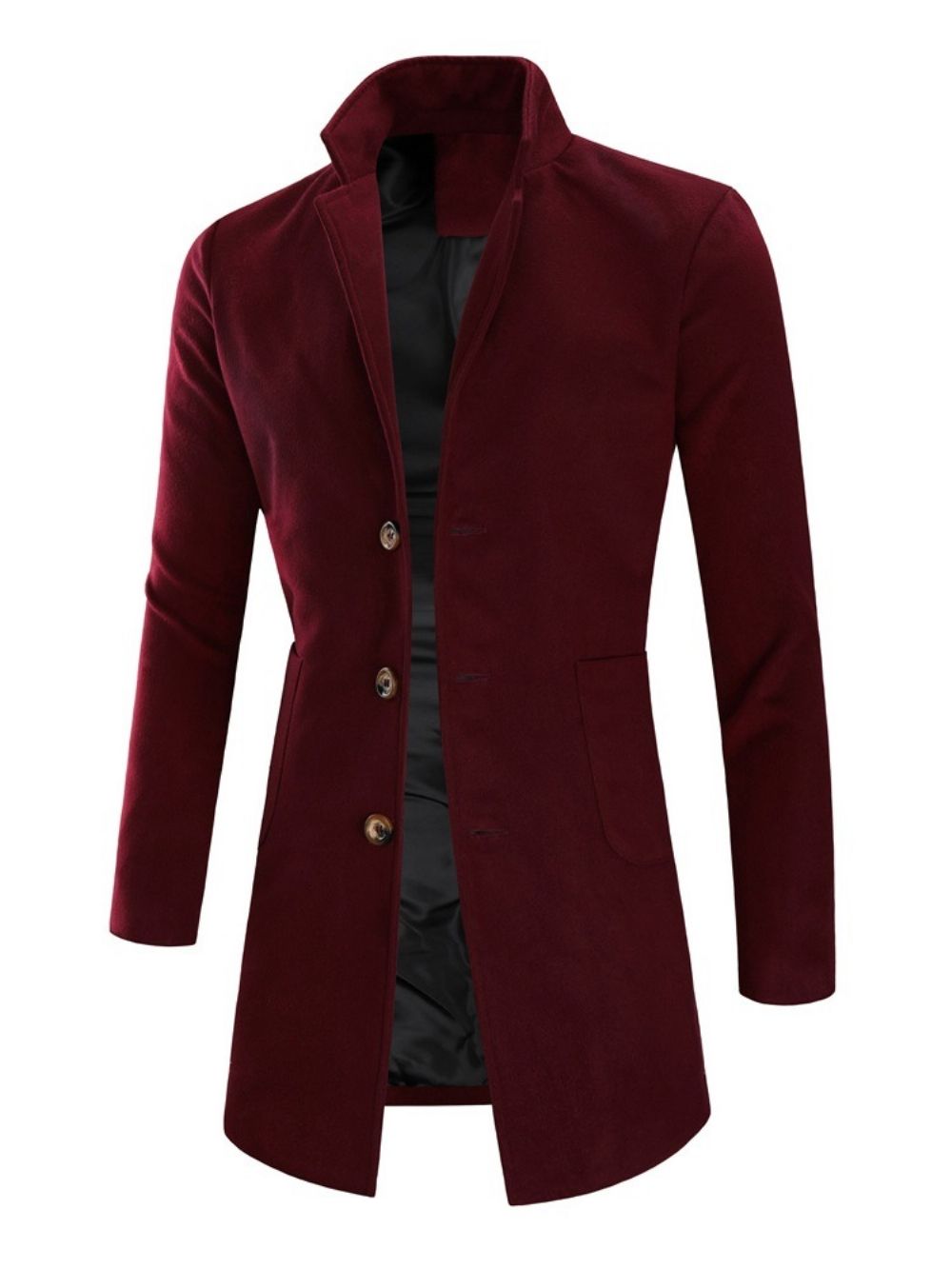 Halflange Effen Effen Casual Herfstjas Met Revers