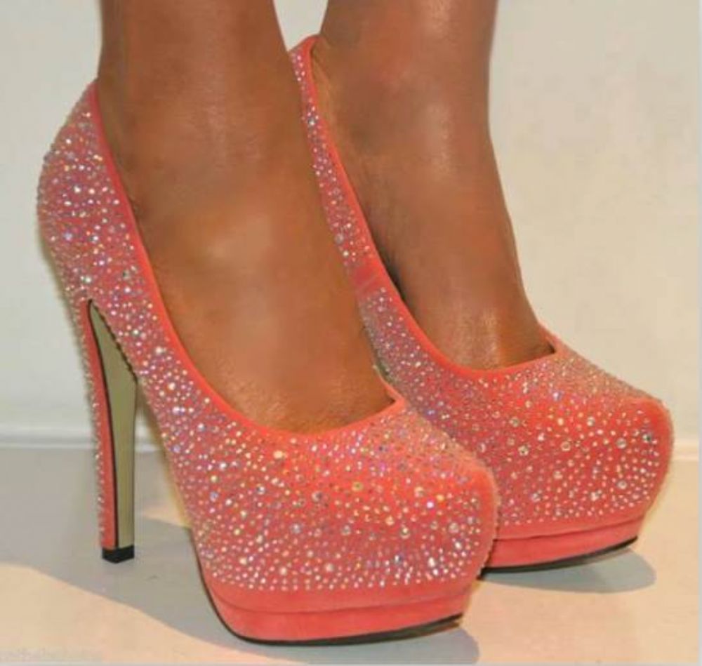 Sprankelende Roze Strass Torenhoge Hakken