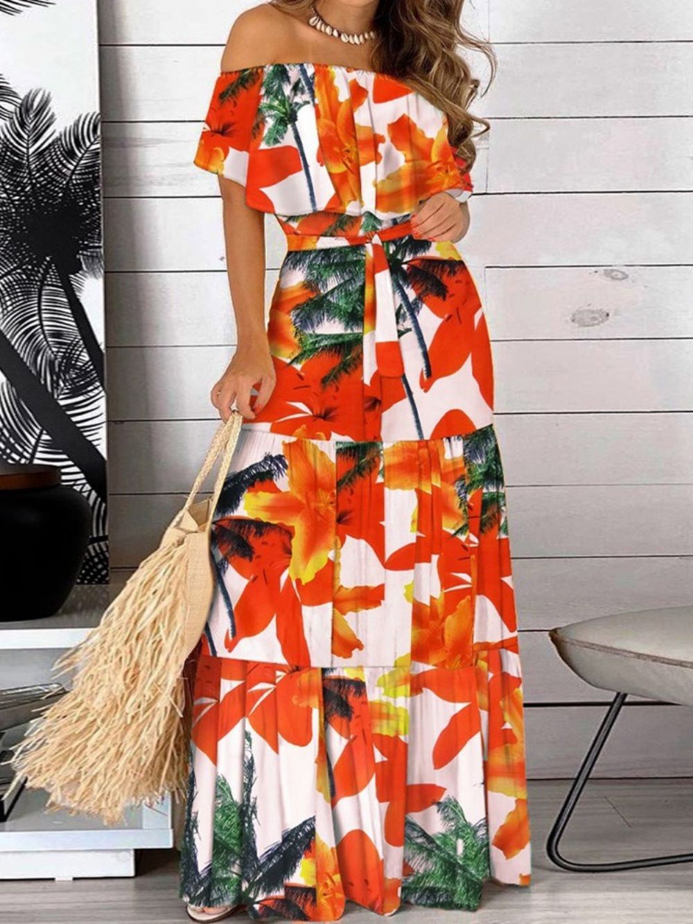 Bodycon-Jurk Tot De Grond Tot De Grond Met Korte Mouwen