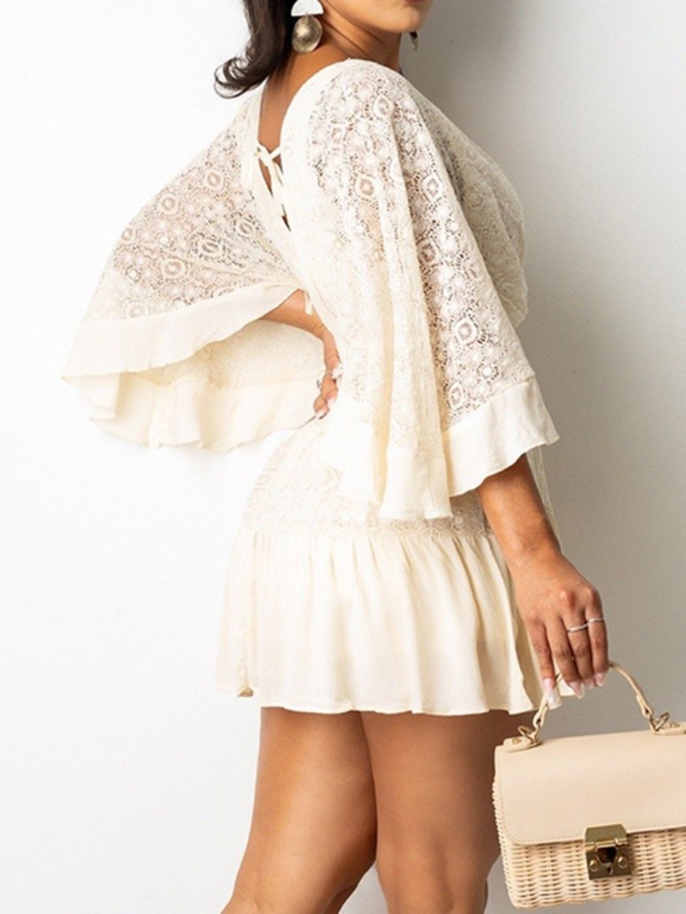 Knoop Boven De Knie V-Hals A-Lijn Sweet Dress