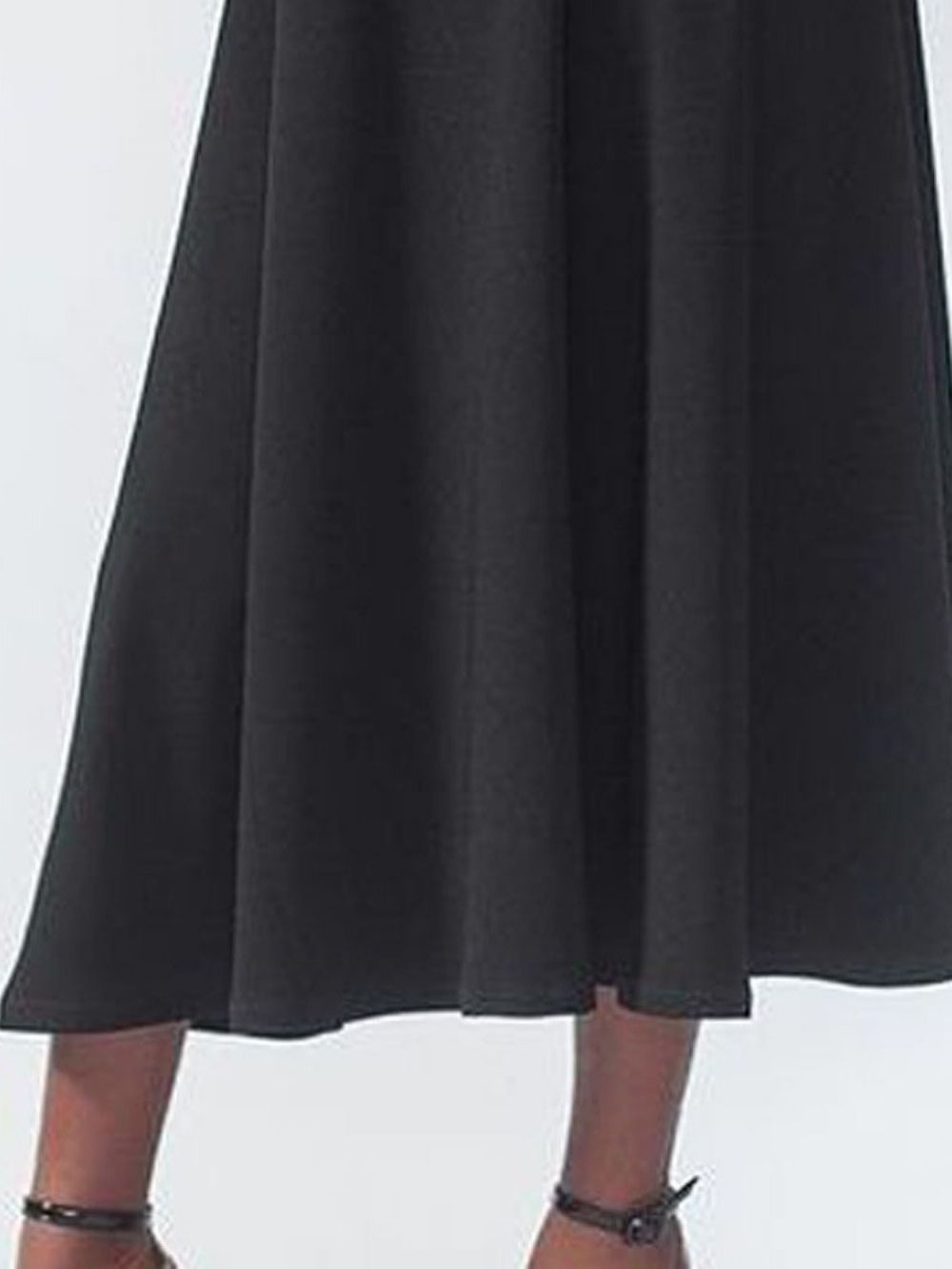 Opstaande Kraag Doorschijnende Negen Punten Mouw Pullover Polka Dots Maxi Zwarte Jurk