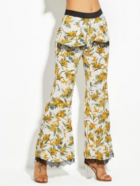 Bellbottoms Dames Over De Hele Lengte Met Bloemenprint
