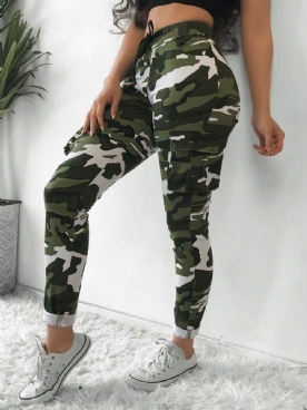 Camouflagezak Slanke Hoge Taille Damesbroek Over De Volledige Lengte