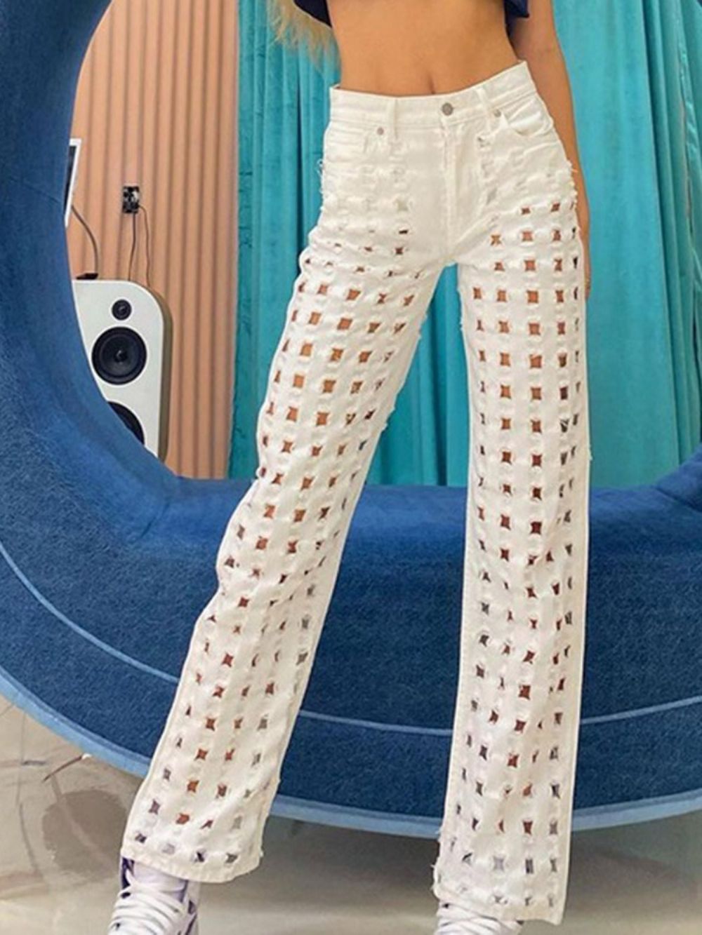 Losse Jeans Met Rechte Ritssluiting