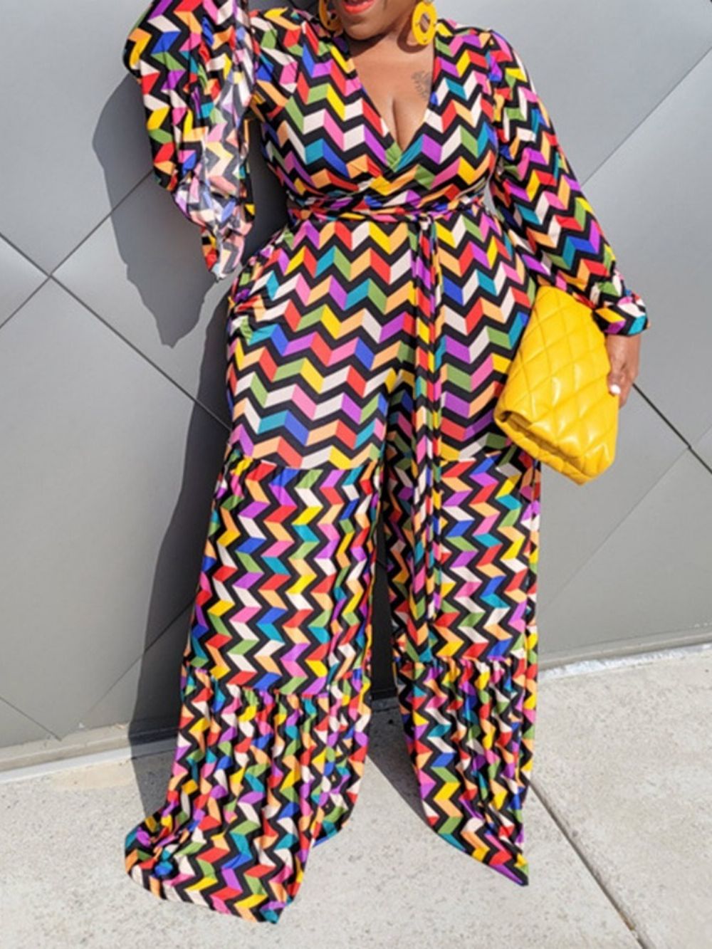Mode Lange Losse Jumpsuit Met Veters En Hoge Taille