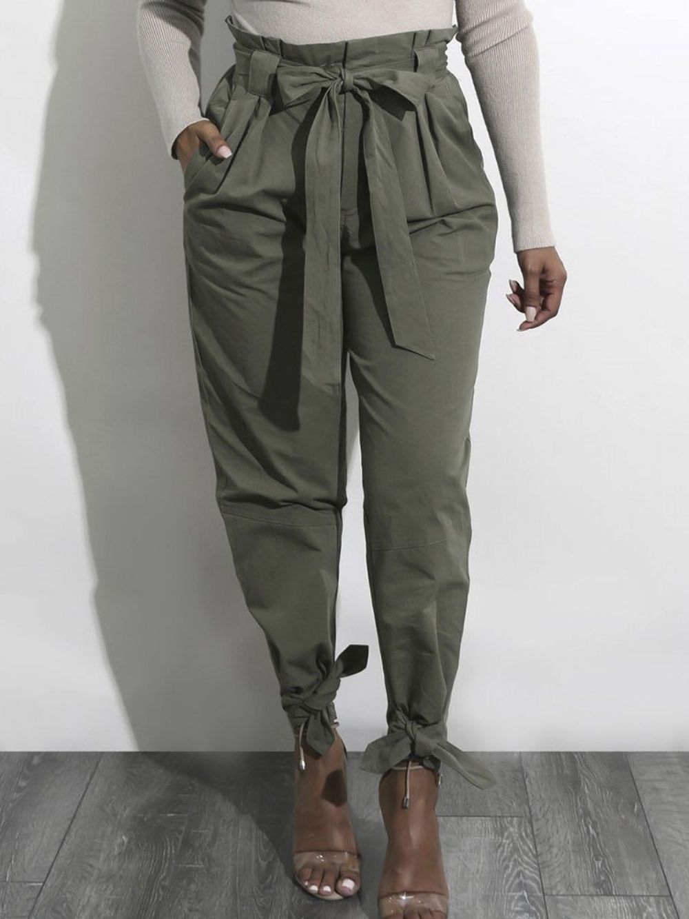 Slanke Effen Potloodbroek Over De Hele Lengte Casual Broek Dames