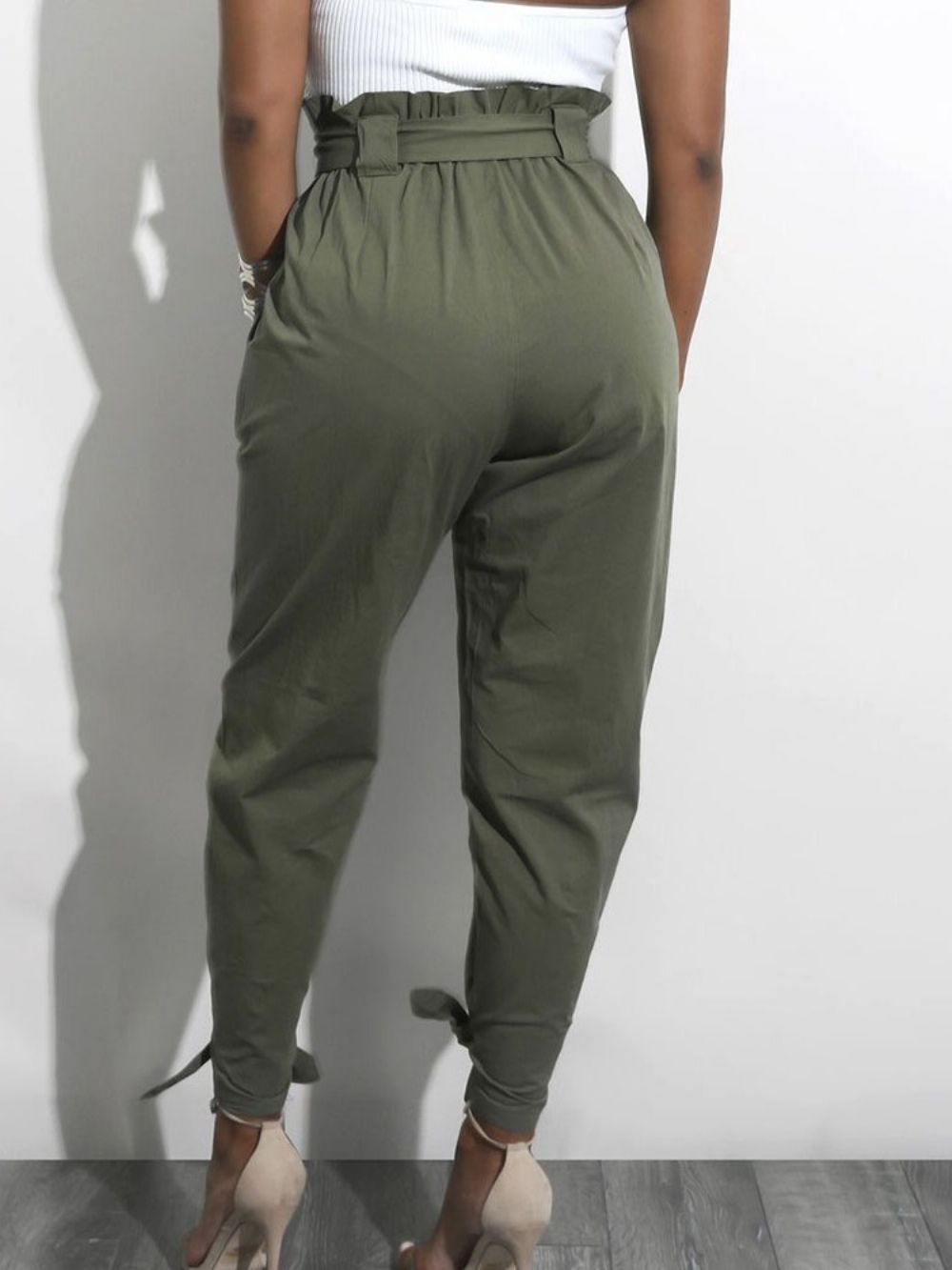 Slanke Effen Potloodbroek Over De Hele Lengte Casual Broek Dames