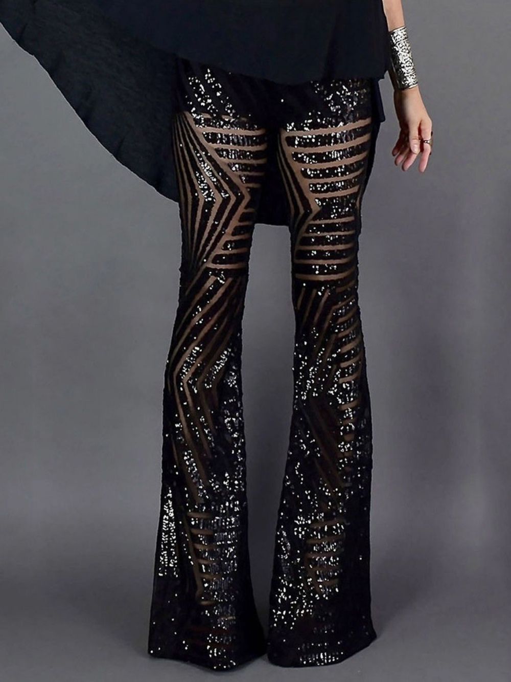 Slim Pailletten Bellbottoms Volledige Lengte Casual Broek