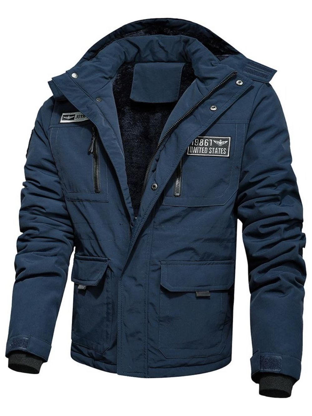 Casual Donsjack Heren Met Patchworkblok En Standaard Rits