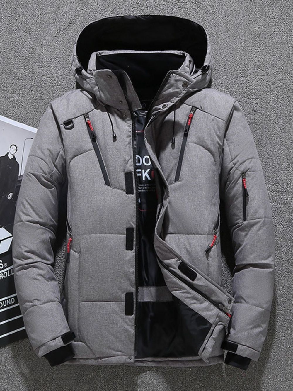 Patchwork Opstaande Kraag Standaard Casual Donsjack Met Rits