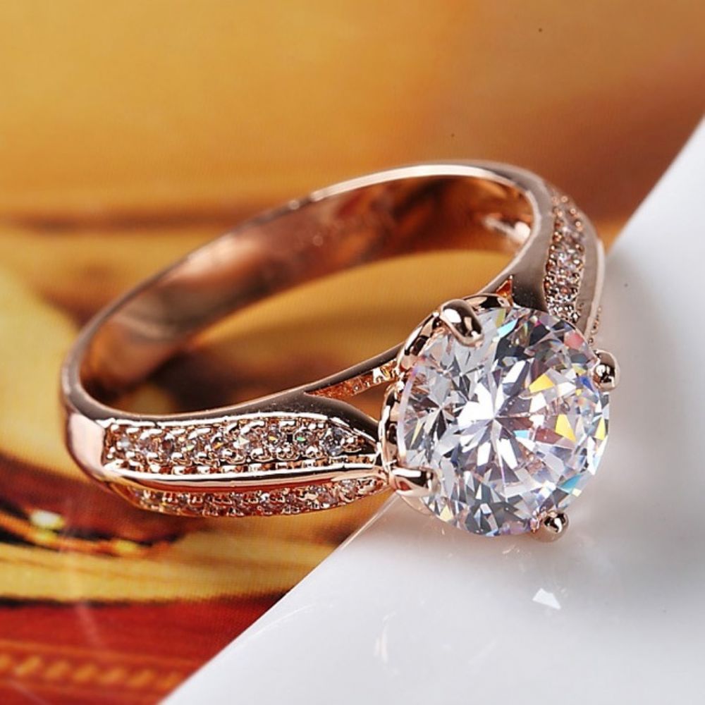 Luxe Met Strass Versierde Gouden Ring