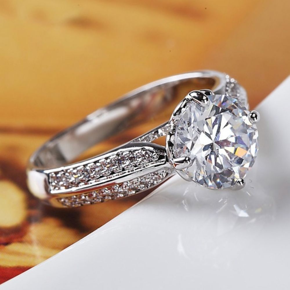 Luxe Met Strass Versierde Gouden Ring