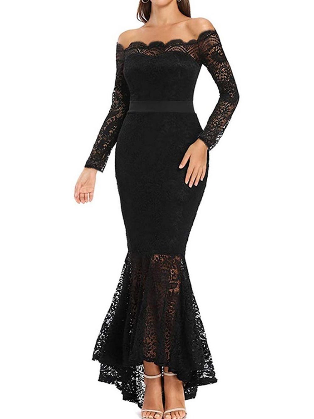 Asymmetrische Effen Bodycon-Jurk Tot De Grond Off-Shoulder