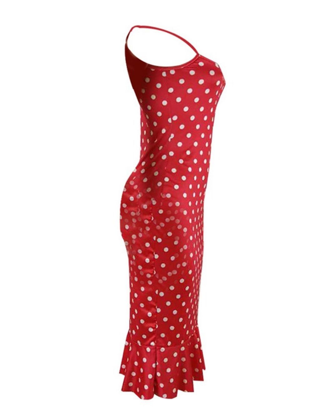 Halflange Mouwloze Jurk Met Halfhoge Taille En Stippen Met Print