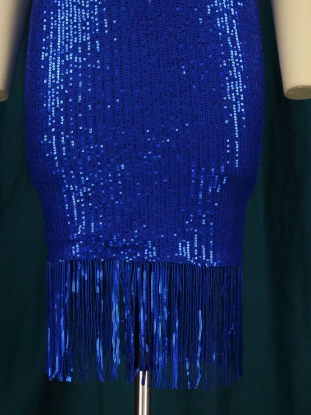 Knielange Bodycon-Jurk Met Korte Mouwen En Pailletten Met Hoge Taille