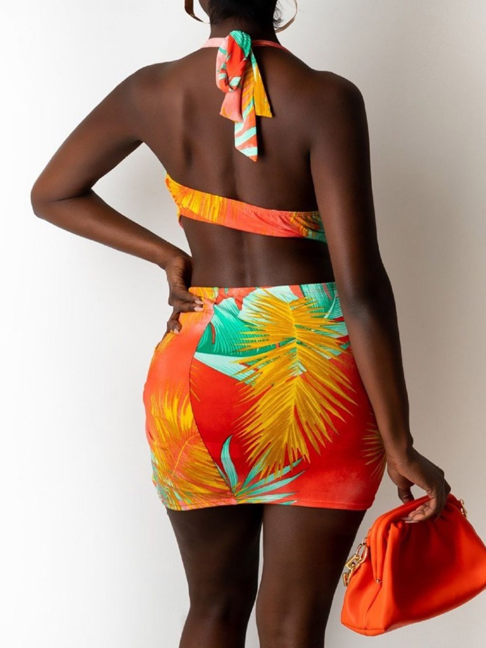 Mouwloze Bovenknie-Jurk Met Veters En Halterbodycon Met Kleurblokken