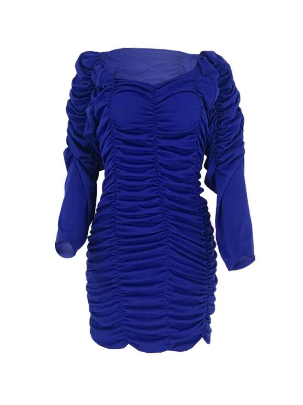 Off-Shoulder Boven De Knie Geplooide Jurk Met Hoge Taille