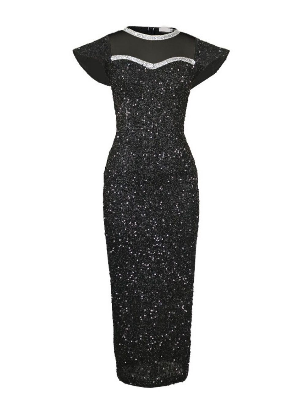 Patchwork Kapmouw Halfhoge Bodycon-Jurk Met Kleurblok En Hoge Taille