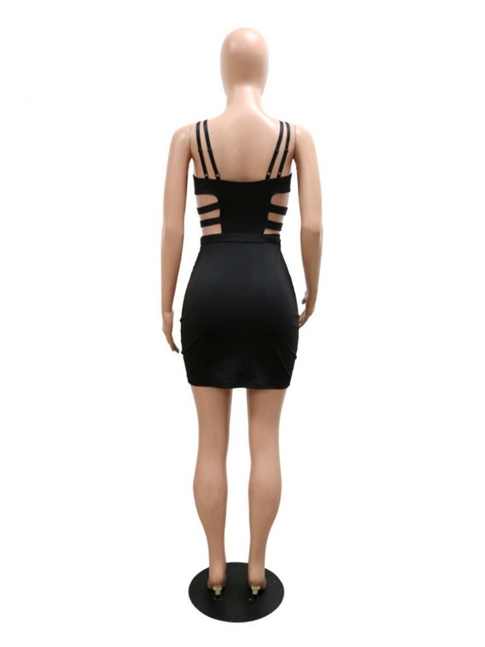 Ruglooze Knielange Mouwloze Spaghettibandjes Mode Bodycon-Jurk