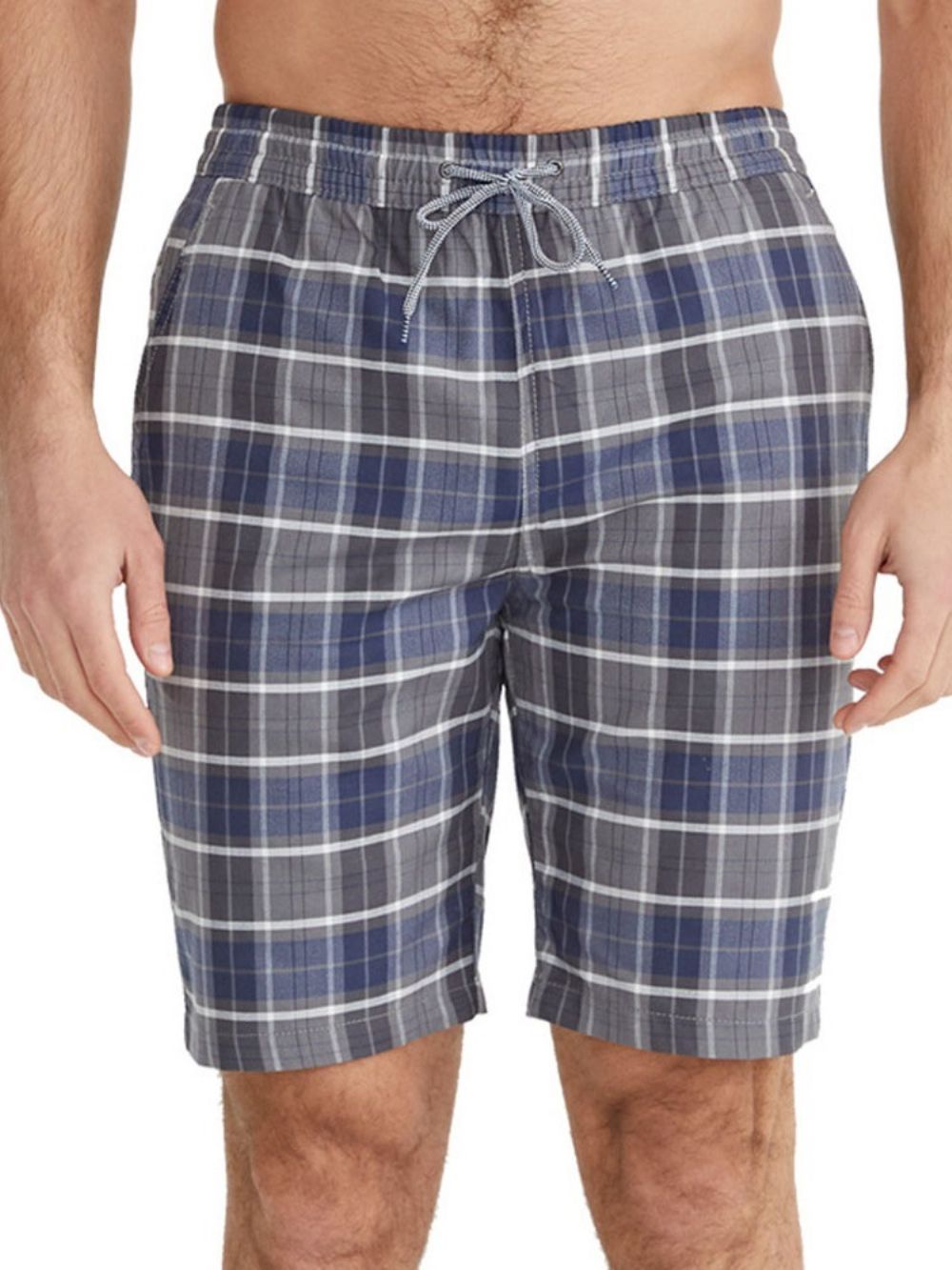 Casual Herenshorts Met Geruite Zak En Veters