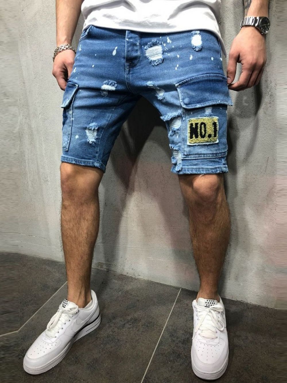 Letter-Jeans Met Dunne Zak Heren Met Middelhoge Taille