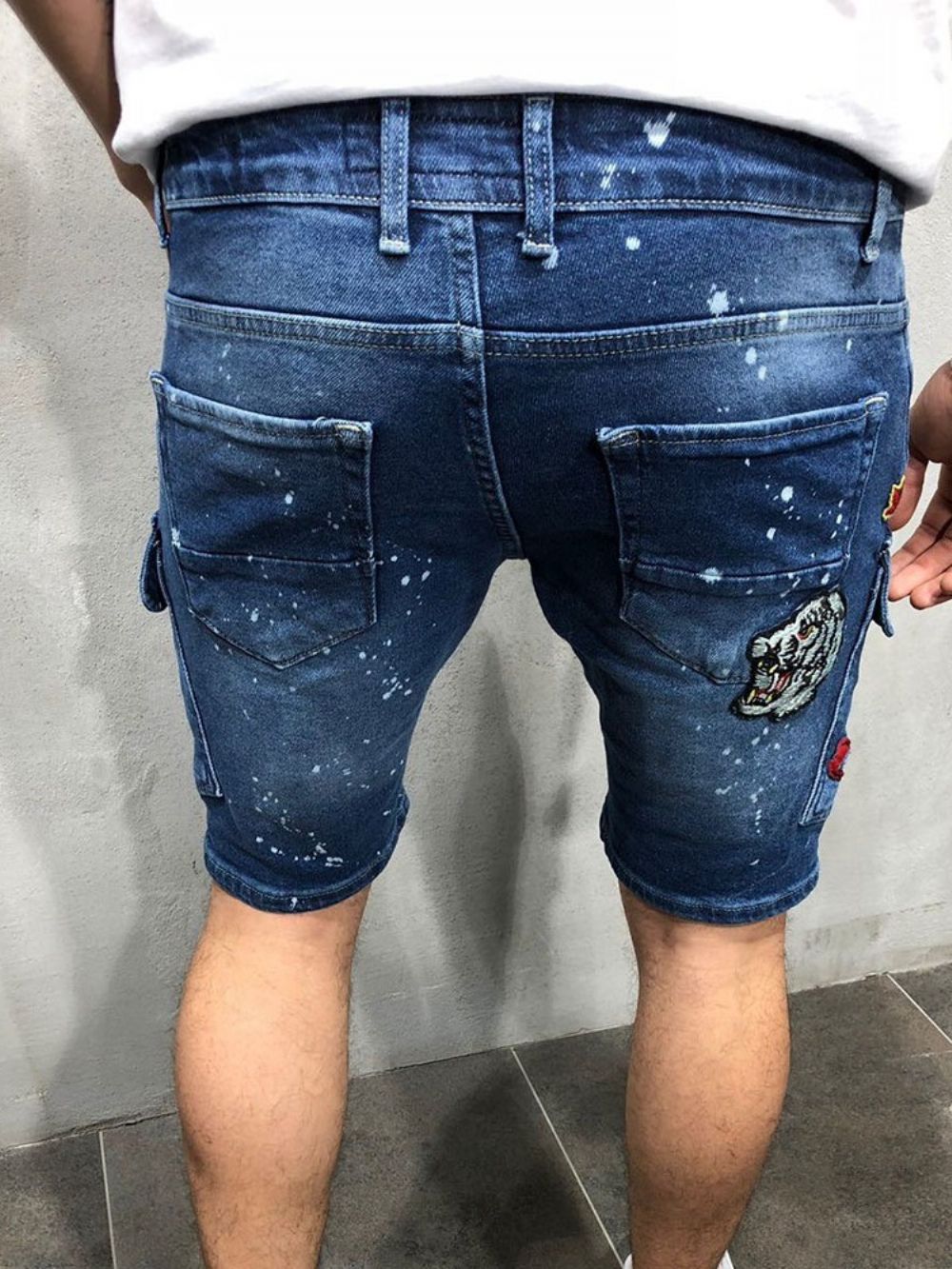 Letter-Jeans Met Dunne Zak Heren Met Middelhoge Taille