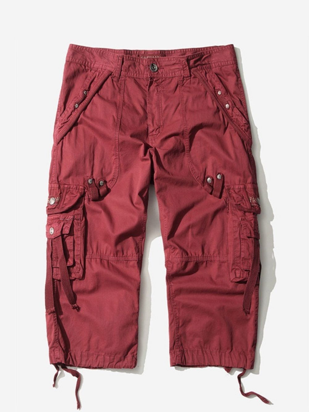 Rechte Effen Mid-Taille Cargoshort Heren Met Zak