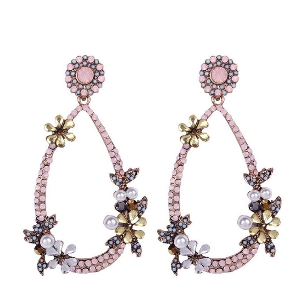 Bloemen Diamante Prom Oorbellen