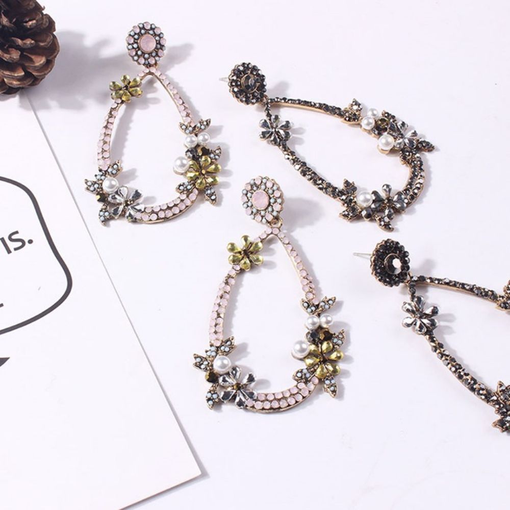 Bloemen Diamante Prom Oorbellen
