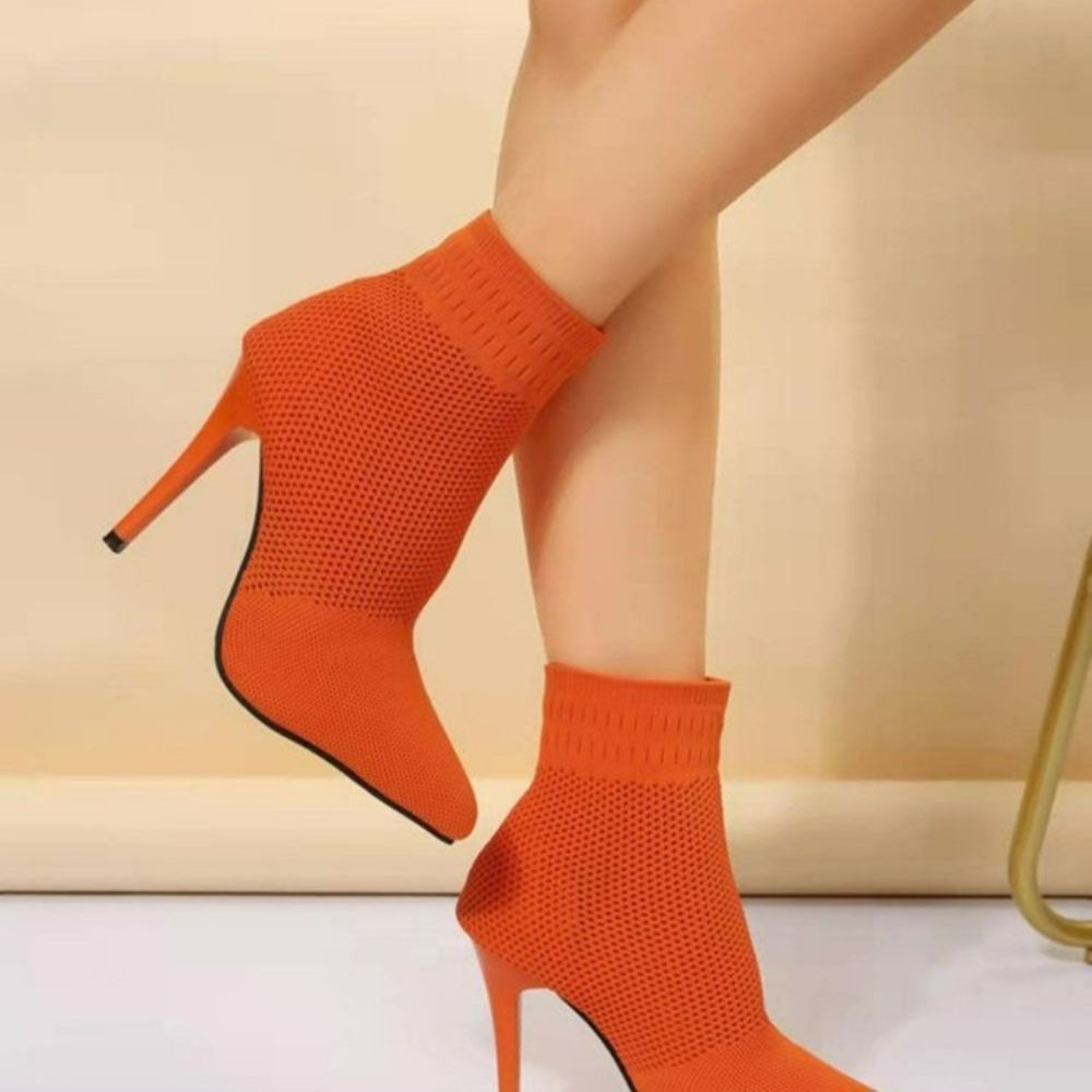Effen Katoenen Slip-On Laarzen Met Naaldhak