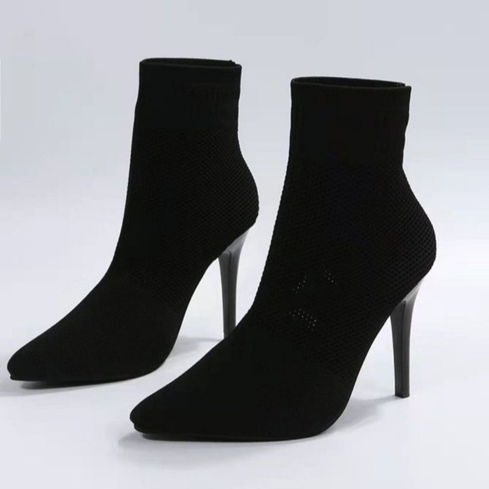 Effen Katoenen Slip-On Laarzen Met Naaldhak