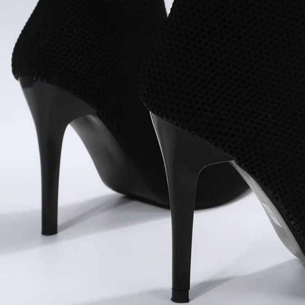 Effen Katoenen Slip-On Laarzen Met Naaldhak