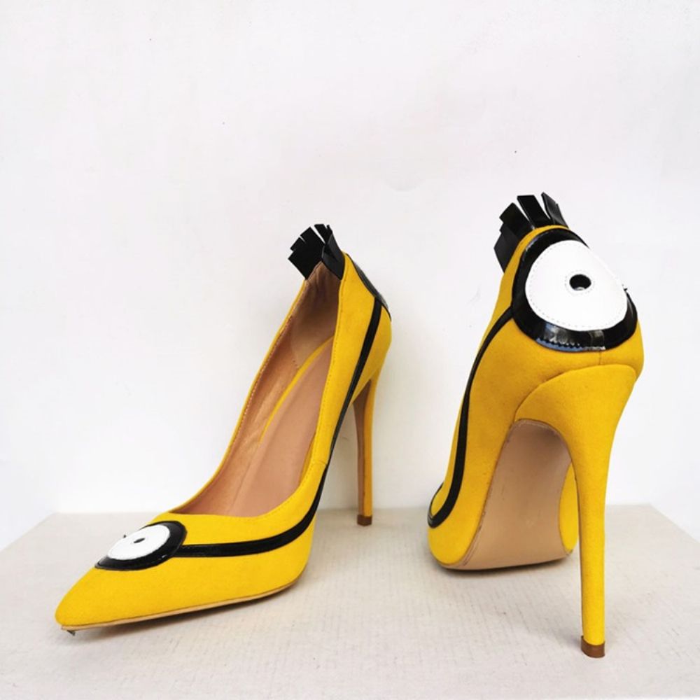 Draad Spitse Teen Slip-On Kleurblok Dunne Schoenen