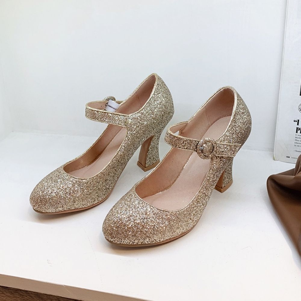 Gesp Pailletten Ronde Neus 8 Cm Dunne Schoenen