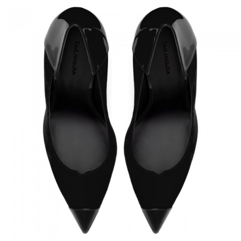 Pu Patchwork Puntige Teen Stiletto Heel Slip-On Dames Pumps