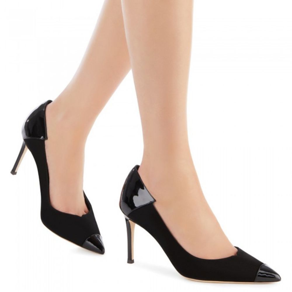 Pu Patchwork Puntige Teen Stiletto Heel Slip-On Dames Pumps
