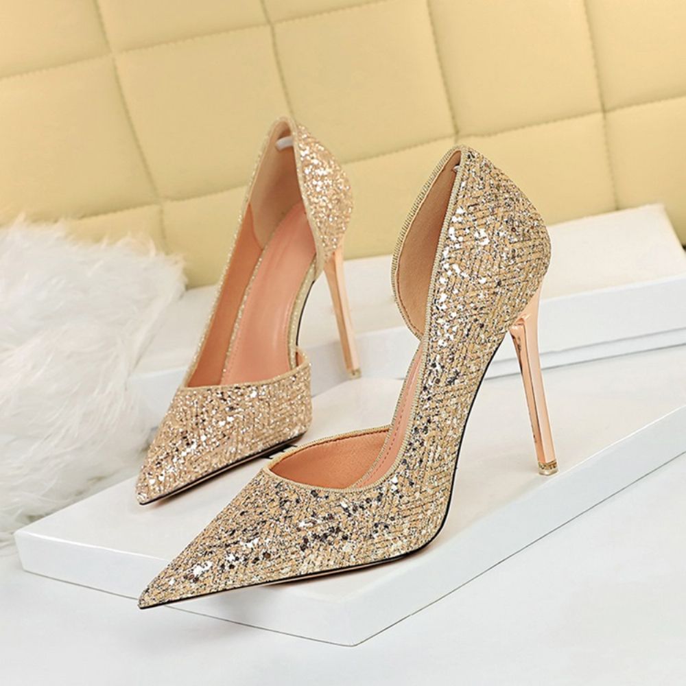 Puntige Teen Stiletto Heel Slip-On Banket Dunne Schoenen